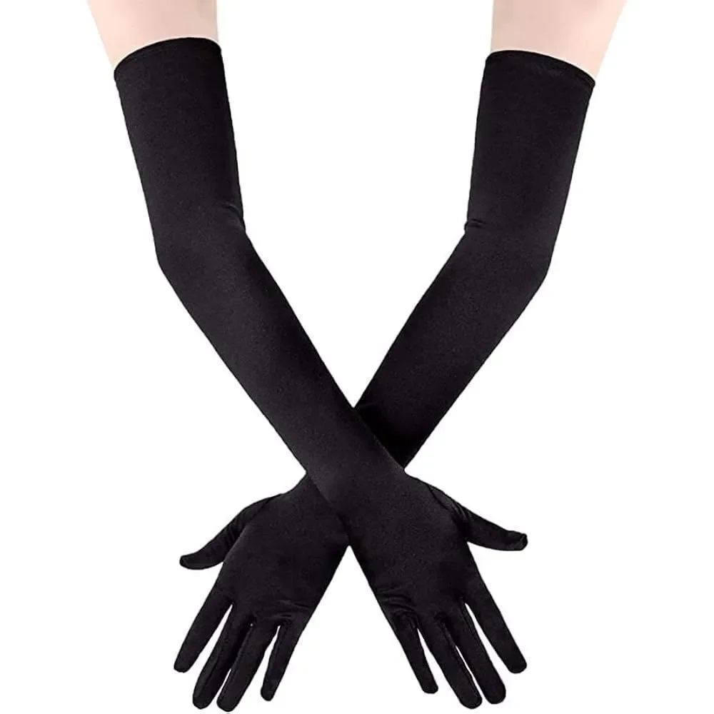 Black long opera gloves